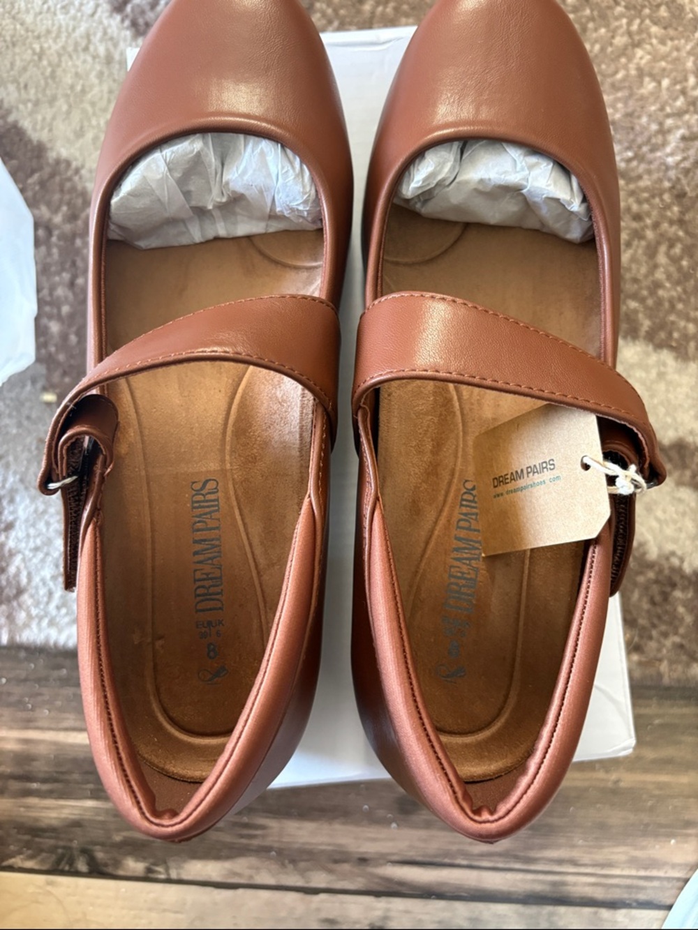 Dream Pairs Women's Cognac Mary Jane Flats